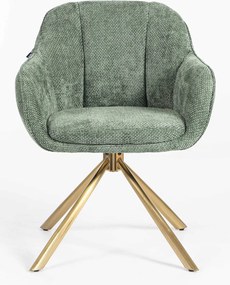 HR2055 BAZĂ STEA Scaun Verde Salvie Grid Premium cu Bază Aurie