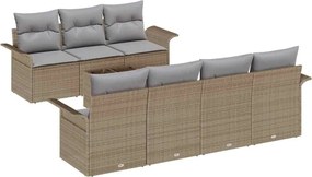 vidaXL Set de canapele pentru grădină cu pernă 8 pcs Bej poliratan