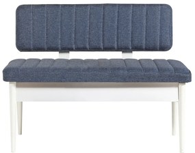 Masă de sufragerie extensibilă cu 2 scaune și 2 bănci Vlasta (alb + albastru închis). 1072198