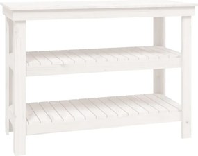 vidaXL Banc de lucru, alb, 110,5x50x80 cm, lemn masiv pin