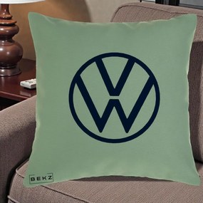 Perna Personalizata cu emblema Volkswagen, 40x40 cm, Verde, Husa Detasabila, Perna Inclusa, BEKZ®