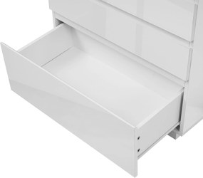 Comodă cu 6 sertare, iluminare LED, spațiu mare de depozitare, 73x39x115 cm, Alb