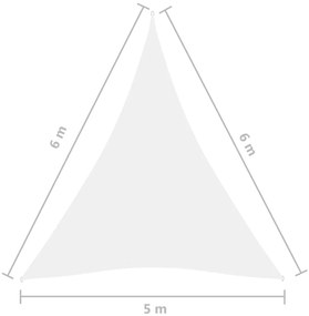 Parasolar, alb, 5x6x6 m, tesatura oxford, triunghiular Alb, 5 x 6 x 6 m