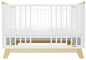 New Baby Crib Marcus cu barieră, alb/natural