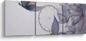 Tablou - Fluturi desenați (cu ceas) (90x30 cm)