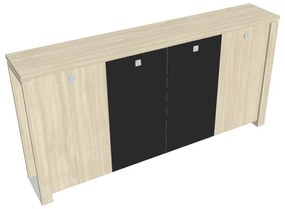 Dulap mediu pentru haine Verno+ S 260 x 46 x 130 cm, uși combinate, salcâm / negru