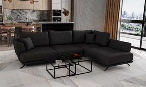 Coltar extensibil cu spatiu pentru depozitare, 276x191x90 cm, Larde R02, Eltap (Culoare: Negru - Velvetmat 10)