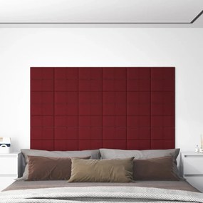 Panouri de perete, 12 buc., rosu vin, 30x15 cm, textil, 0,54 m   12, Bordo, 30 x 15 cm