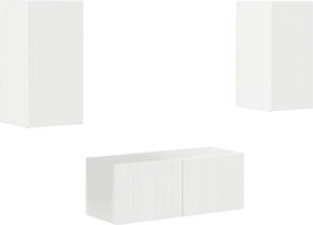 vidaXL Set comodă TV Pe perete 6 pcs Alb lucios Lemn compozit