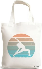 Sacosa de Panza pentru Cumparaturi, Geanta Tote Yoga 10, 38x34.5 cm, Alba, BEKZ®