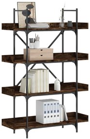 vidaXL Bibliotecă cu 4 niveluri, stejar fumuriu, 100x33x145,5 cm, lemn