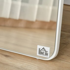 HOMCOM Oglindă pe Picior și de Perete dreptunghiulară dim. 37L x 43l x 156H cm Aspect Lemn Alb | Aosom Romania