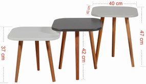 Set măsuțe cafea Tuvantille T (antracit + Stejar alb). 1127621