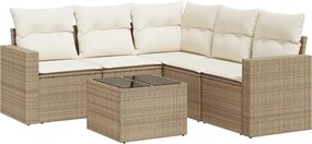 vidaXL Set canapele de grădină cu perne, 6 piese, bej, poliratan