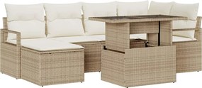 vidaXL Set de canapele pentru grădină 7 pcs Bej Rattan poli