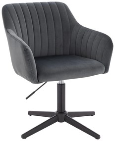 HR190CROSS Scaun Grafit din Catifea cu Bază Neagră