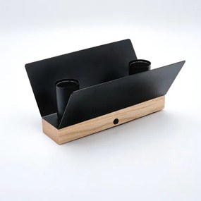 Plafonieră ESME 2xE27/15W/230V negru/stejar