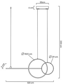 Lustra neagra inelara LED Range 120cm