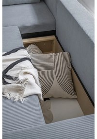 Colțar gri deschis extensibil cu tapițerie din catifea reiată (cu colț variabil) Brave Dave – Miuform