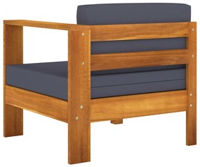 Canapea de mijloc cu 1 cotiera, gri inchis, lemn masiv acacia 1, Morke gra, Canapea de mijloc cu cotiera la stanga