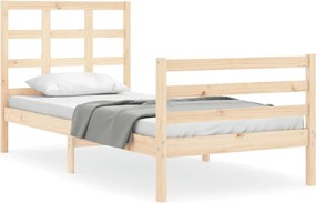 vidaXL Cadru de pat cu tăblie single, lemn masiv
