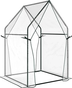 Outsunny Mini Sera Portabila 90x90x145cm cu 2 Usi cu Fermoar Transparent pentru Interior Exterior | Aosom Romania