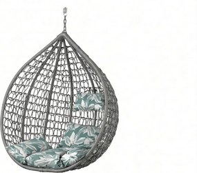 Scaun suspendat gri KOKON fara suport, perna verde-alb