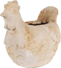 Ghiveci decorativ găină, din ceramică, bej, 31x20x27 cm
