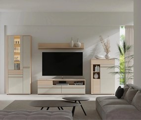Mobila living led OSLO, stejar riva/casmir, PAL laminat, 4 piese