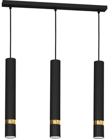 Lustră suspendată pe cablu JOKER, 3x GU10, 25 W, 230 V, negru/auriu
