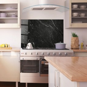 Panou Sticla Bucatarie, 80x120cm, Protectie aragaz, Antistropi, Termorezistent, Abstracte, Marble, Black Marble