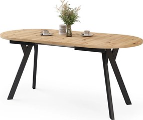 Mazzoni Masă ovală extensibilă ALMO Stejar Artisan / picioare negre
