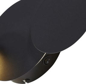 Lampă de perete modernă neagră incl. LED cu 3 trepte de intensitate luminoasă 5 lumini - Sunrise