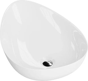 Lavoar pe blat Rune Ulf asimetric 58 cm alb lucios