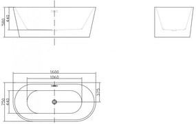 Cada freestanding Jasmine lipita de perete 160x75 cm