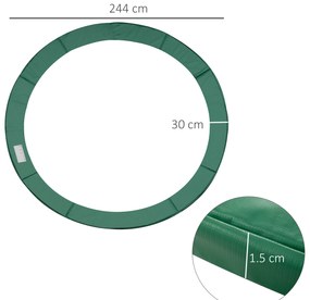 HOMCOM Pernă de protecție pentru trampolină de grădină, Ø 244cm Verde | Aosom Romania