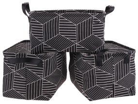 TEMPO-KONDELA YARA, coşuri din stofă cu mânere, set de 3 buc., negru / model