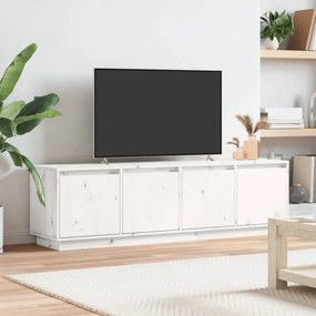 Comoda TV, alb, 156x37x45 cm, lemn masiv de pin