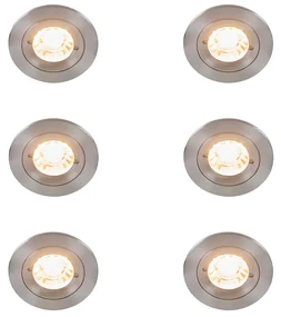 Set de 6 spoturi încastrate moderne oțel rotund IP44 - Xena