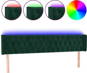vidaXL Tăblie de pat cu LED, verde închis, 203x16x78/88 cm, catifea
