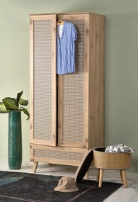 Dulap Borneo S-1 stejar artizan/negru H200 cm
