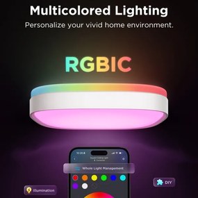 Plafonieră LED RGBIC dimabilă Govee LED/24W/230V 2700-6500K Wi-Fi