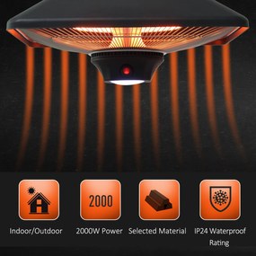 Lampa pentru Incalzire la Exterior cu Lumini LED, lampa pentru balcon, terasa Putere 1000/2000W si Telecomanda, 43x43x25cm Outsunny | Aosom RO