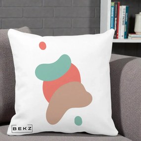 Perna Decorativa Abstract Forme Fluide Coral, 40x40 cm, Alba Mata, Husa Detasabila, Perna Inclusa, BEKZ®