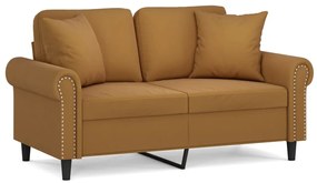 3153202 vidaXL Canapea cu 2 locuri cu perne&pernuțe, maro, 120 cm, catifea
