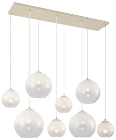 Lampă suspendată Art Deco bej cu sticlă albă cu 8 lumini - Sandra
