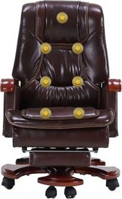 Regal Prestige– Scaun directorial din Piele Naturală si Lemn Masiv, Masaj in 7 puncte, Funcție Încălzire, Înclinare 135°, Suport Picioare Extensibil, Sezut cu Arcuri, Telecomandă, Maro