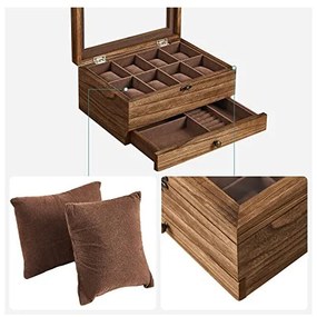 Cutie de bijuterii, Songmics, 19 x 27 x 12.5 cm, JOW008K01, Maro