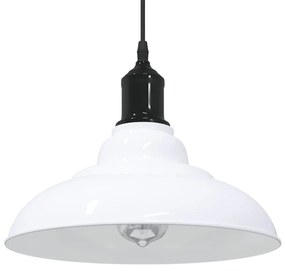 vidaXL Lampă suspendată reglabilă pe înălțime E27 alb lucios metal