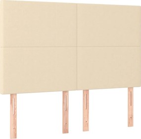 vidaXL Tăblie de pat crem 144x5x118/128 cm, material textil